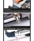 Top Rated Handheld Pneumatic Strapping Tool For Industrial Packaging Jobs controls, 360° intake port, and rewind button features.