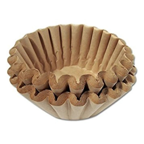 Four Pack of One Hundred Count Natural Brown Basket Coffee Filters for Eight to Twelve Cup Makers Chlorine Free and Tear Resistant Keeps Its Shape for Easy Pour Over and Fresh Tasting Brew for Your Daily Coffee stacked view.