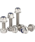 Stainless Steel M6 Flange External Hex Head Screws With Serrated Flange, Nylon Insert Nuts Kit, M6x25 Inch, 20 Sets shown in detail