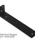 Six Inch Floating Shelf Brackets, Built Tough Heavy Duty Hidden Mounts For Wall, Black Powder Coated Steel, single bracket view