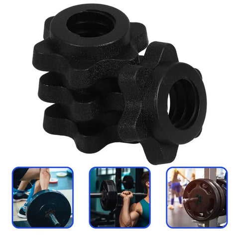 8 Pack Dumbbell Bar Collars Clips For Fitness Equipment, Plastic Screw Clamps stacked, close-up view of durable design