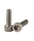 Two Top Shelf Grade Two Titanium Hex Socket Cap Screws Din 912 M8 Metric Knurled Grip for industrial hardware use.
