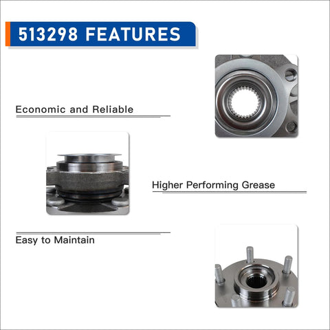 Features of Pair Front Wheel Hub And Bearing Assembly 513298 Fits 2008 2013 Nissan Rogue, 2014 2015 Rogue Select, And 2008 2012 Sentra 2.5L 4 Cylinder With 5 Lug Pattern