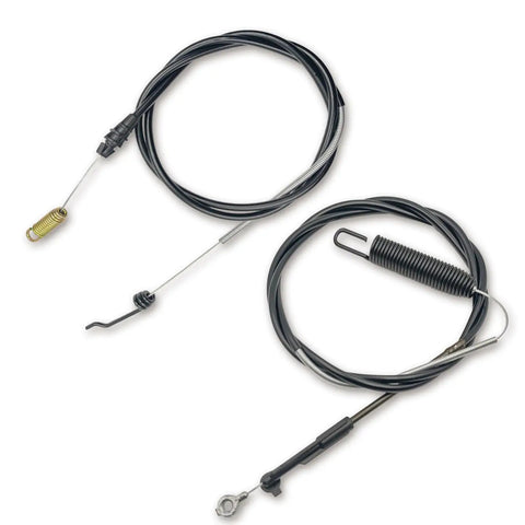 Dual Cable Replacement Kit for Toro TimeMaster Mowers Traction and Brake Cable Set with zinc plated steel and PVC sheath.