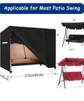 All Weather Outdoor Swing Cover For A 3 Seat Triple Seater Patio Hammock And Glider Chairs Waterproof Porch Canopy Garden Furniture Shield UV Resistant Tear Resistant Heavy Duty Weatherproof Protector dimensions shown.