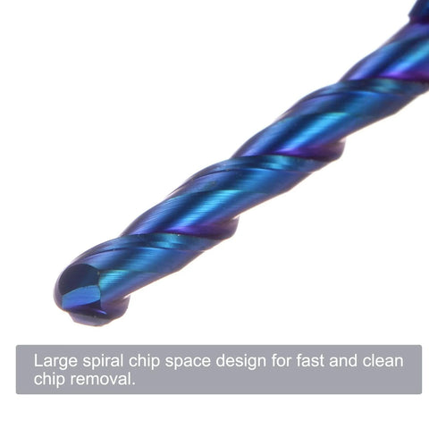 Two Pack Ball Nose End Mill Cnc Router Bit One Eighth Inch Cutting Diameter One Sixteenth Inch Radius Close-Up