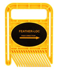 Kickback Buster 2 Pack Adjustable Featherboards For Table Saws Router Tables And Band Saw Fences Keep Your Cuts Hella Smooth With Rock Solid Feeder Guides Yellow featherboard showing feed direction panel.