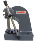 Heavy Duty 2 Ton Manual Arbor Press With 4 Position Base And 7 Inch Reach for precision metal work, gray finish, side view.