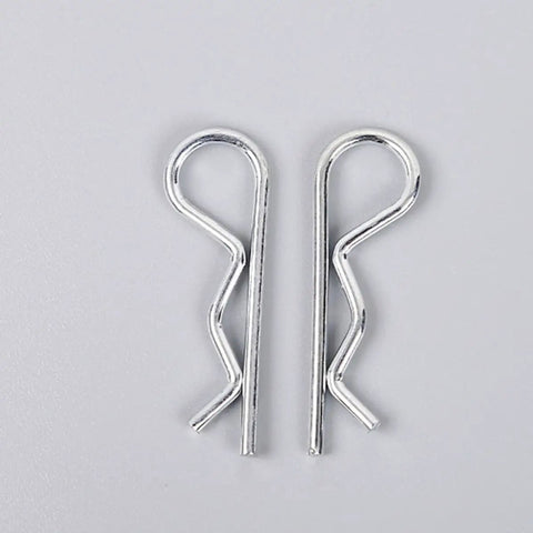 Two carbon steel R shape cotter pins from R Shape Cotter Pins Assortment Kit 150 Pieces Carbon Steel Small Spring Pins With Durable Storage Box