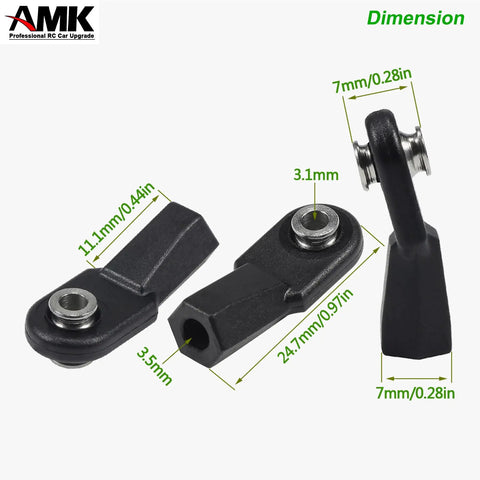 4mm M4 RC Link Rod Ends With 7mm Pivot Ball For 1 Eighth And 1 Tenth Crawlers, Beefed Up Heavy Duty Bent 20Pcs Set, Compatible With TRX6 D90 TF2 CC01 Gen7 Gen8 TRX4 Upgrades, Universal Building Kit. Black M4 RC link rod ends with 7mm pivot ball, 24.7mm length