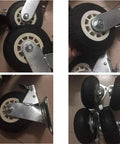 Heavy Duty 8 Inch Caster Wheels With Locking Brake And Silent Rubber Tread For Moving Furniture And Tools, close-up view.