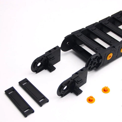 Open Type Drag Chain Cable Carrier with end connectors, 35x100mm, R100 bend radius, 1m nylon plastic for CNC router machines, black
