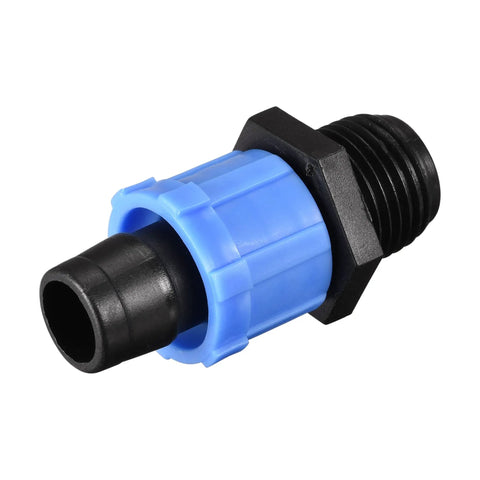 Drip Irrigation Barbed Locking Fittings Pack For 16mm Tubing G1/2 Male Thread PE Plastic Connector