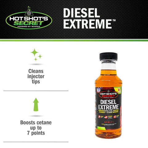 Diesel Extreme Fuel System Cleaner 16 oz bottle, removes deposits water and sludge with cetane boost for smoother starts and stronger acceleration.
