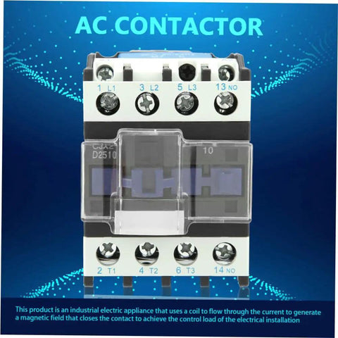 High Sensitivity Industrial AC Contactor 220V 25A Electric Switch For Efficient Power In Electronics DIY Projects And Home Audio Applications Ideal For Industrial Control And Machinery Hobbyist Electronics Setups, front view