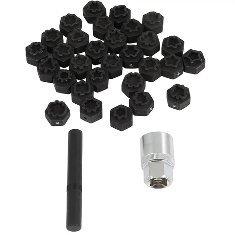 Premium Wheel Lock Nut Key Disassembly Tool Kit For Mercedes Benz 32 Piece Heavy Duty Removal Set With Carrying Case Easy Grip Design To Save Your Rims, black wheel lock sockets and adapter