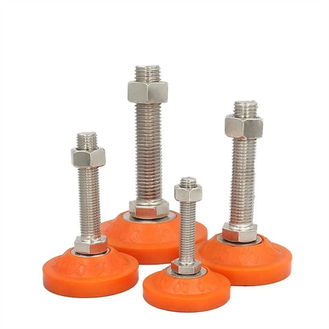 4 Pack Heavy Duty Leveling Screw Legs With PVC Cushions For Shelves Desks Office Furniture And Heavy Gear Carbon Steel Poles Adjustable Height Wobble Proof Reduces Vibration And Floor Scuffing Sturdy As Nails orange leveling feet with lock nuts