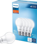 EyeComfort LED A19 4 Pack Soft White 2700K 450 Lumens Frosted Flicker Free Bulbs For Home Office Living Room Lamps