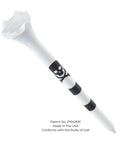 Skull And Crossbones Golf Tees, 3 1/4 Inch Plastic Tees With Black Stripes, Durable 6 Prong Cup, Keeps Ball Deep And Consistent