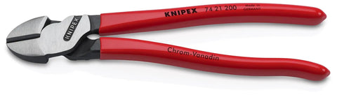 High Leverage Angled Diagonal Cutters 8 Inch, Forged On Axle, Pro Grade Heavy Duty Performance With 20 Percent Less Effort, red handles