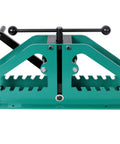 Heavy Duty Manual Tube Roller Bender Pipe Bending Machine Green Carbon Steel with hand crank for precise tube shaping.