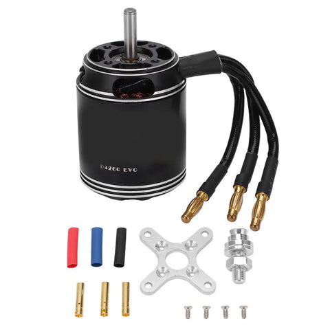 Beefy Brushless RC Motor 600KV High Power For Multicopters And Drones, Pro Grade Drone Accessories In Black Aluminum with connectors.