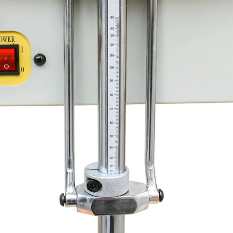 Front view of KAKA Industrial 48-inch sheet metal brake with chrome posts, vertical ruler and knurled clamp dial
