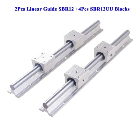 Premium Compatible SBR Rail Open Linear Bearing Block Kit For Desktop Printer Frames And Compact DIY Routing Machines With Multiple Preshot Lengths From 250mm To 1000mm To Handle Any Heavy Load And Stroke Requirement On Your Next Custom Build. 2pcs SBR12 rail with 4 SBR12UU blocks