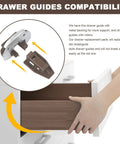 Replacement Drawer Guide Kit Pack Of 5 Sets with metal backings and roller stops displayed with cabinet installation details