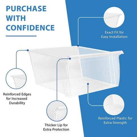 Upper Crisper Bin Replacement For Whirlpool And Kenmore Refrigerators, No Tool Required Fridge Drawer Upgrade That Fits WP2188661