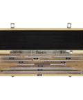 Dead On Precision Gauge Block Set displayed in wooden case, showing 125mm to 500mm hardened tool steel blocks.