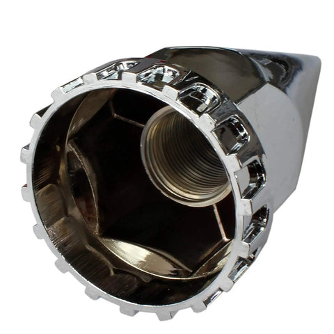 Chrome ABS Axle Cover Set With Hub Caps And 33mm Screw On Spiked Lug Nut Covers For Semi Trucks Front And Rear inside view