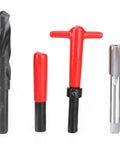 Pro Grade Ten Piece M18x1.5 Thread Repair Kit with twisted drill, wrench, and tap tool for metal repairs