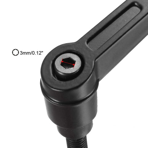 Close-up of M6 50mm Adjustable Clamping Lever With Push Button Ratchet And Locking Lever Standard M6 1mm Pitch.