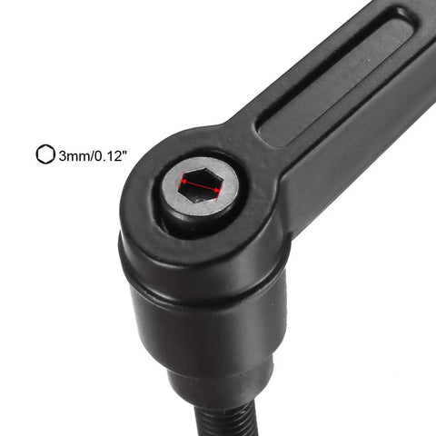 Close-up of Tough As Nails M5 Quick Release Clamp Knob showing 3mm hex socket, matte black finish for workshop use.