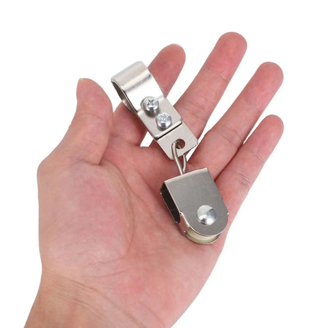 Beefy Heavy Duty Single Cable Pulley Block Two Pack For Outdoor Use Bearing Wheel Wire Rope Roller Hanging Rope System For Greenhouse Shade Control And Garden Shade Management, nickel plated iron, 10.5 cm