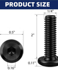 Diagram showing 1/4-20 X 2 Inch Flat Head Socket Cap Screws for Furniture, Countersunk Connectors, Stainless Steel 18-8 304, Black Oxide Finish.