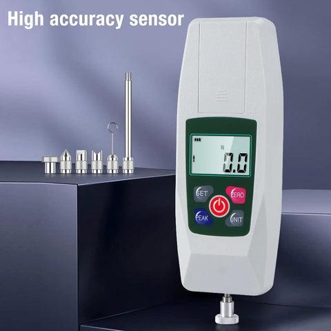 Pro Grade Digital Force Gauge Push Pull Dynamometer For Tension And Pressure Testing, 2N Range, 0.2kg/0.45lb Load Tester, Handy Thrust Meter For Auto Parts, Electronics, And Industrial Use with probe tips