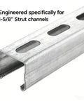 Heavy Duty Solar Panel Clamps Kit for One And Five Eighths Inch Strut Rails showing close-up of aluminum strut channel