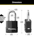 Front and side view of Magnum Heavy Duty Outdoor Padlock With Key Weather Resistant Body And Cut Safe Shackle Ideal For Fences Gates Sheds