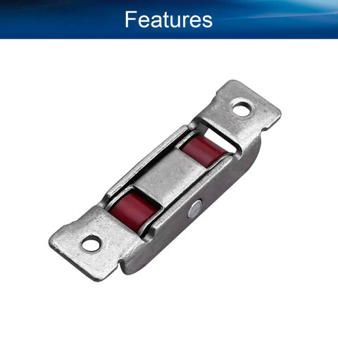 Heavy Duty Double Wheel Pulley With Slick Nylon Glide For Sliding Doors And Windows showing stainless steel frame and red nylon rollers.