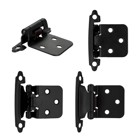 Rock Solid Matte Black Cabinet Hinges Featuring A Nifty 1/2 Inch Overlay Design With Self Closing Action for face frame cupboards and smooth operation.