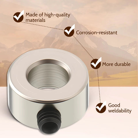 Front view of a chrome steel shaft collar with 5.05 mm bore, 10 mm OD, 5 mm width; includes wrench and screws.