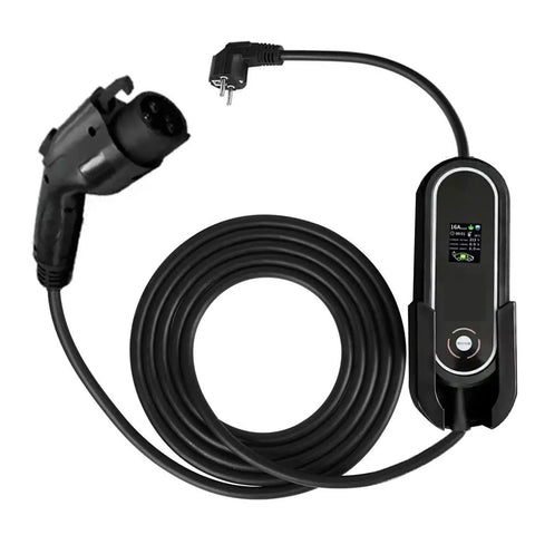 Beefy Portable EV Charger 220V Level 2 With Type 1 SAE J1772 Plug 16A 5m Cable IP67 Weatherproof And Fire Resistant EVSE Controller