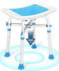 Heavy Duty Bariatric Shower Chair With 500lb Capacity, Padded Shower Stool for inside shower with blue seat and aluminum frame