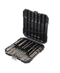 Premium 99 Piece Cobalt Drill Bit Set 1.5 To 10Mm Range in black case, organized for efficient use in metal and wood drilling.