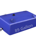 Blue Portable Water Storage Bladder Tank 89 Gallons with valve and reinforced seams for outdoor use.