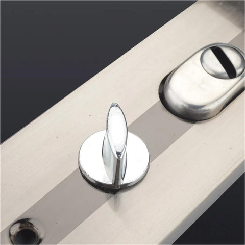 Universal Door Handle Panel With Dual Latch Solid Indoor Security Hardware for bathroom and balcony doors close-up view