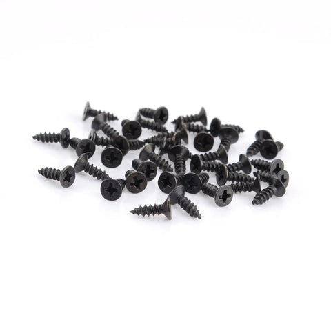 Close-up of 100 black screws, part of Frame Turn Button Fasteners 100 Pack With 100 Black Screws Backing Clips And Framing Hardware