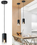 Black Industrial Pendant Lights 2 Pack With Adjustable Cords And E26 Sockets, modern glass shade over dining table.